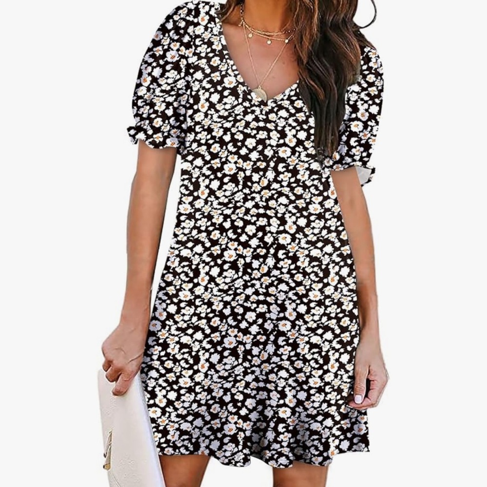 Floral Black and Pink Dress